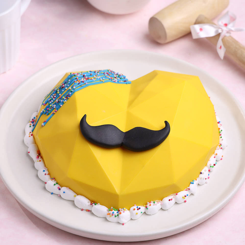 Heart Shape Yellow Mens Day Pinata Cake