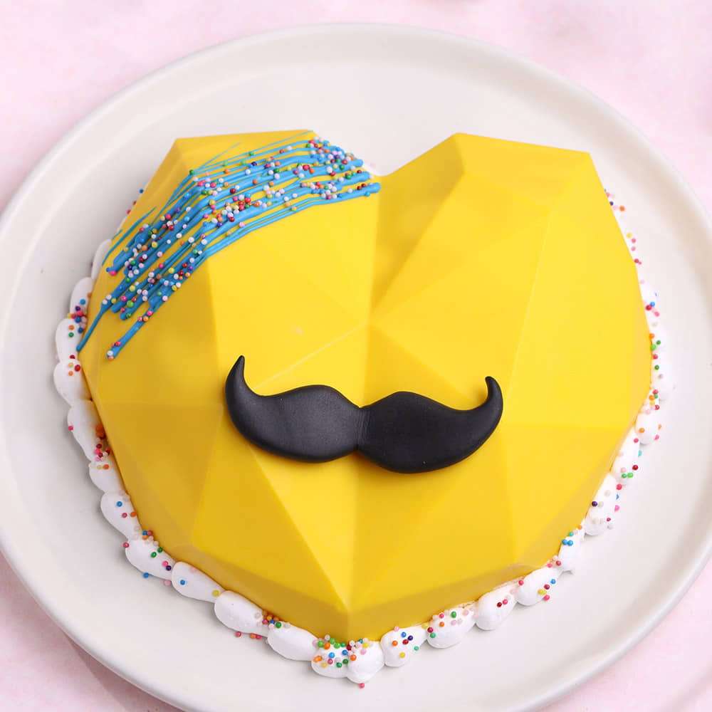 Heart Shape Yellow Mens Day Pinata Cake