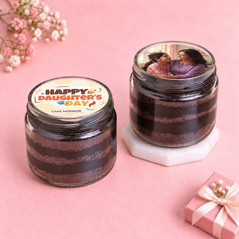 Daugthers Day Photo Choco Jar Cakes
