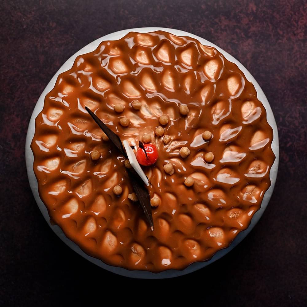 Top View of Caramel Butterscotch Cherry Cake