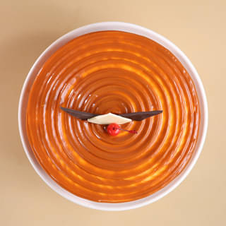 Top View of Caramel Butterscotch Cherry Cake