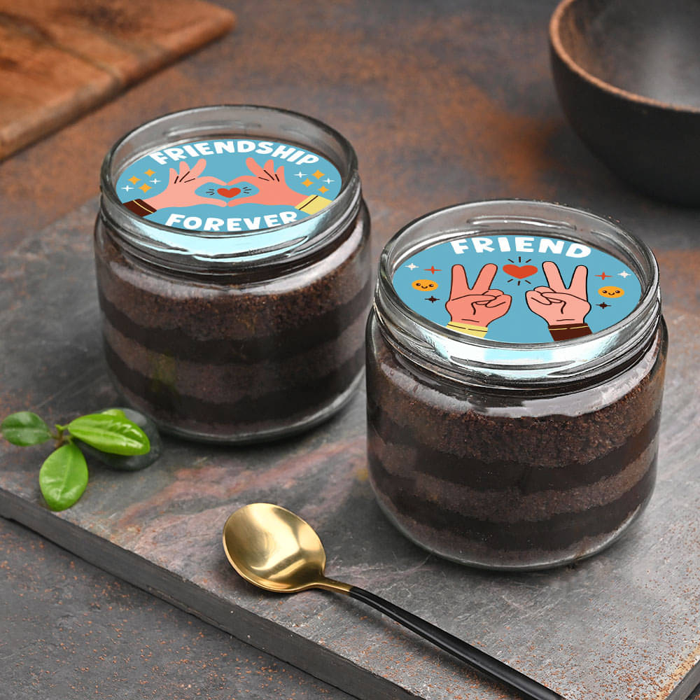 Friendship Day Chocolate Jar Cake Duo