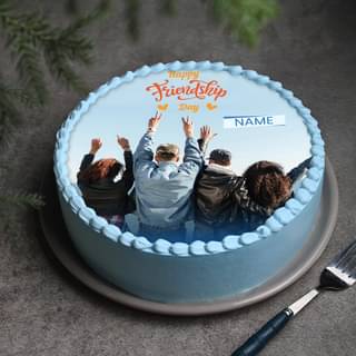 Side View of Personalised Friendship Day Photo Cake
