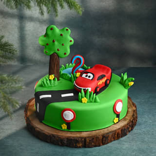 Delightful Car Theme Fondant Cake