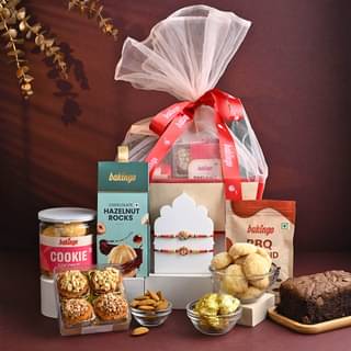 Rakhi Set of 2 With Cookies N Sweets Hamper