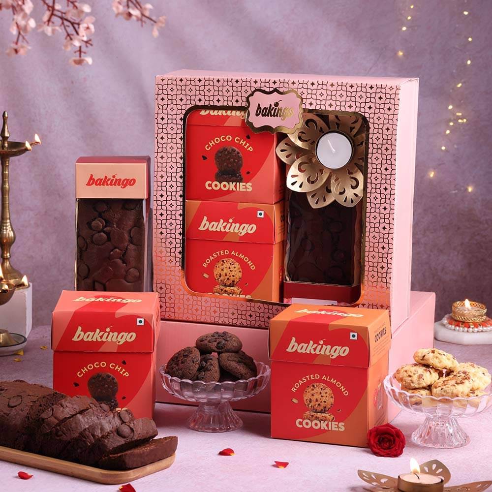 Delightful Tea Cake and Cookie Hamper With Candle Delightful Tea Cake and Cookie Hamper with Candle