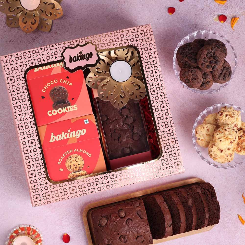 Delightful Tea Cake and Cookie Hamper With Candle