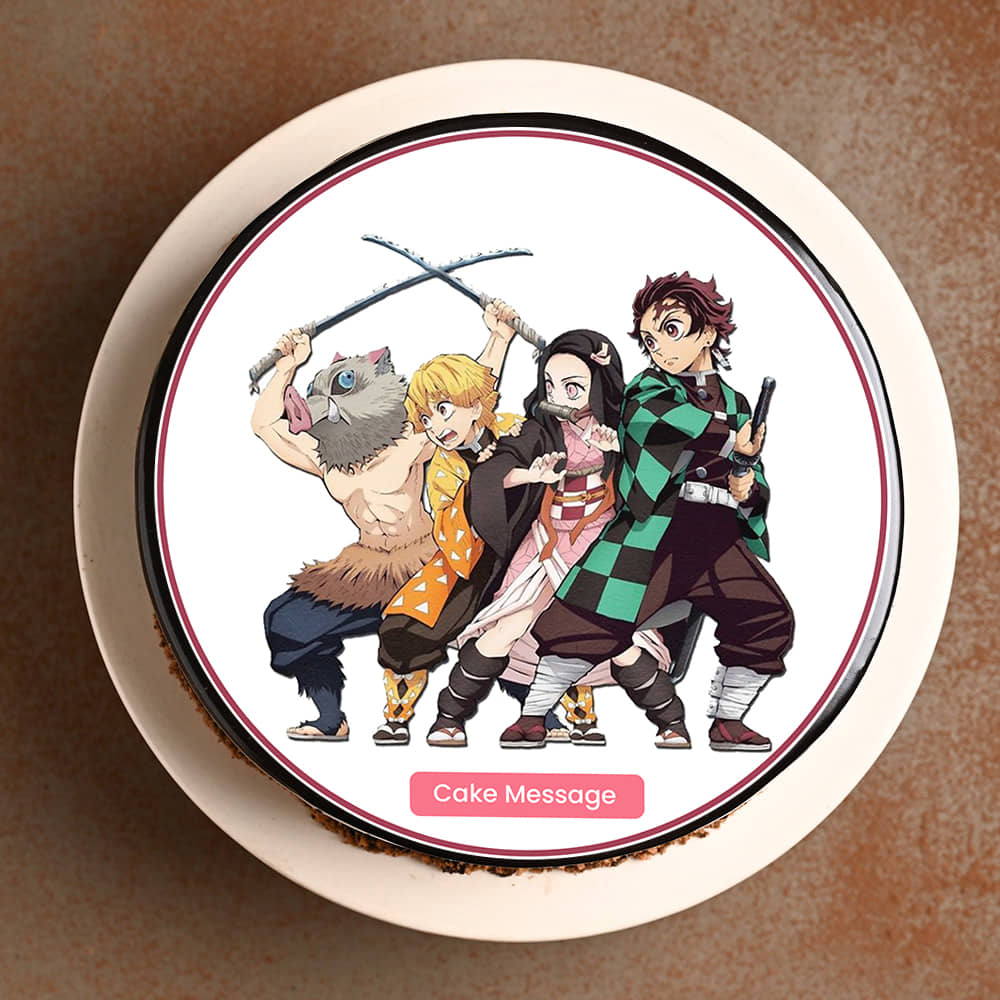 Demon Slayer Squad Cake Top View of Demon Slayer Squad Cake