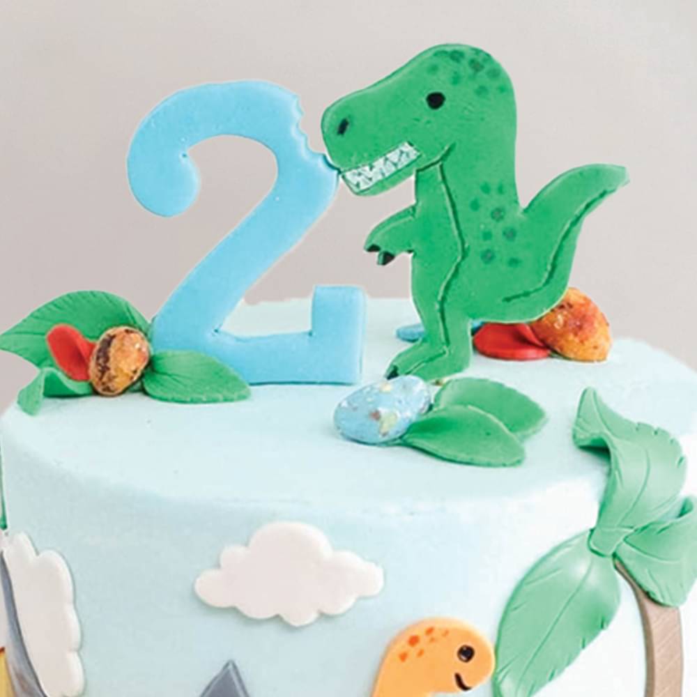 Zoomed View of Dino Park Theme Cream Cake
