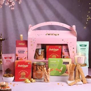 Gourmet Gift Box Featuring Almond Rocks and Savory Crackers