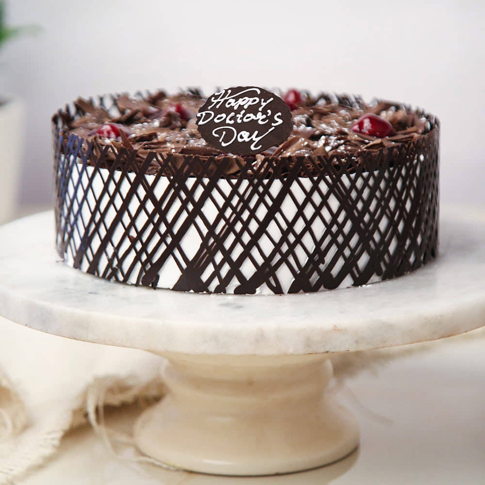 Side View of Doctors Day Blackforest Cake