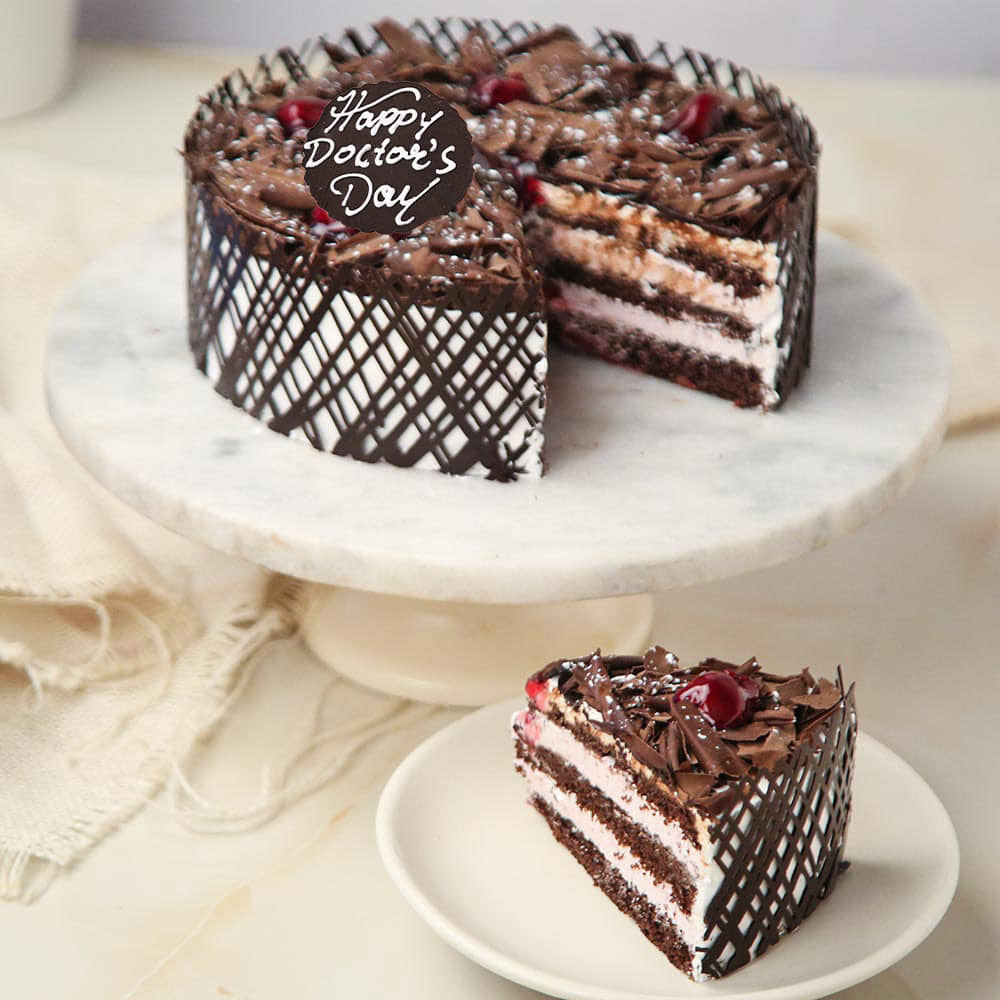 Sliced View of Doctors Day Blackforest Cake