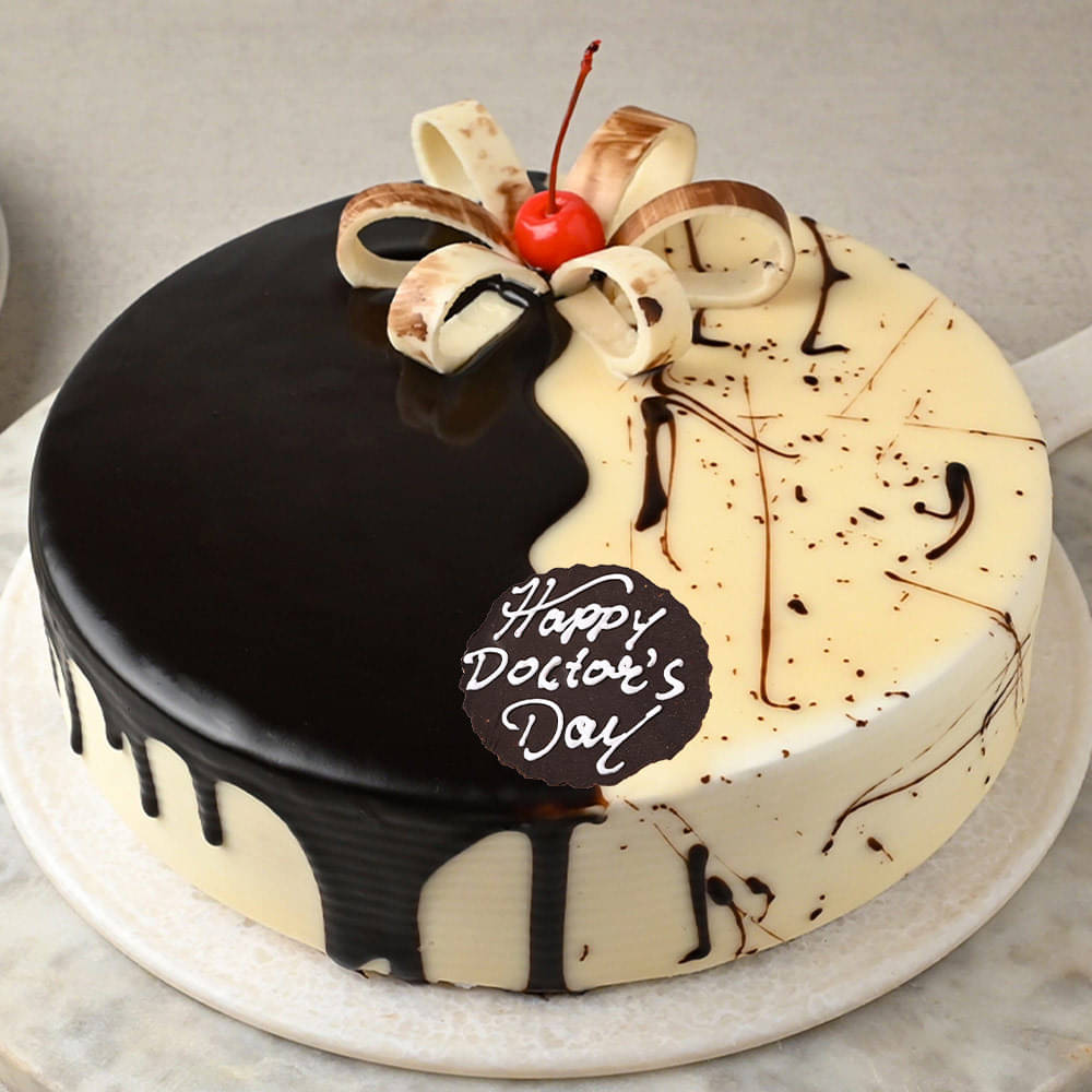 Designer Chocolate Vanilla Cake (1 Kg) - Cakes To India