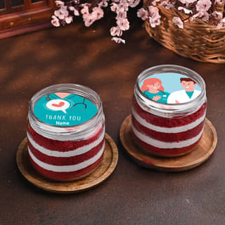 Two Red Velvet Jar Cakes For Doctors Day Two Red Velvet Jar Cakes For Doctors Day
