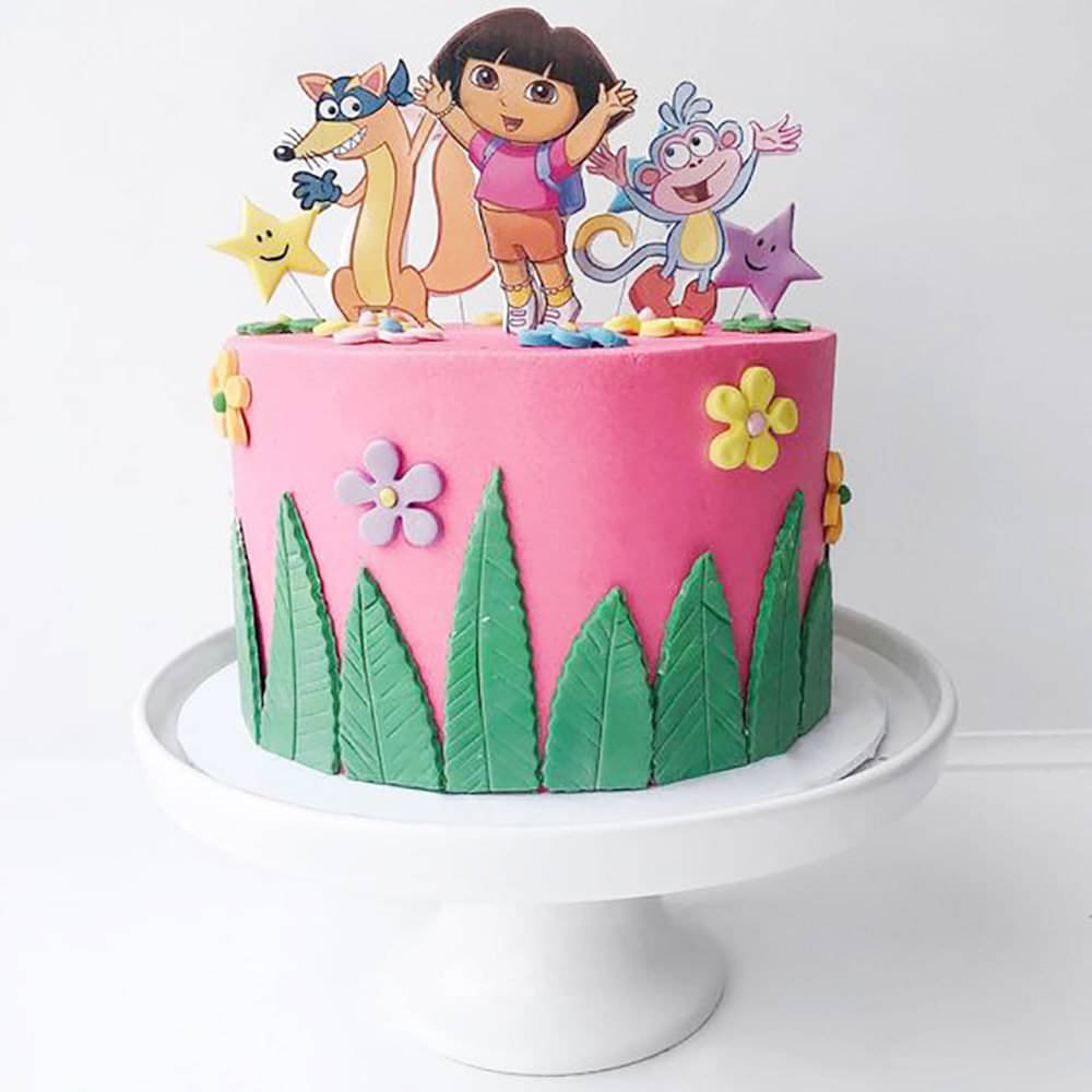 Veena's Art of Cakes: Dora The Explorer Cake with How to make Dora Sugar  Model