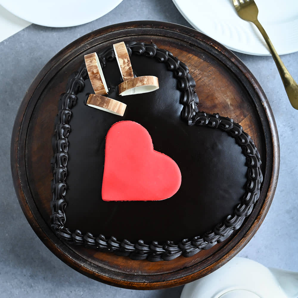 Heart on Heart Chocolate Truffle Cake Double Heart Choco Truffle Cake with ingredients