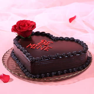 Front View of Double Heart Choco Truffle Cake