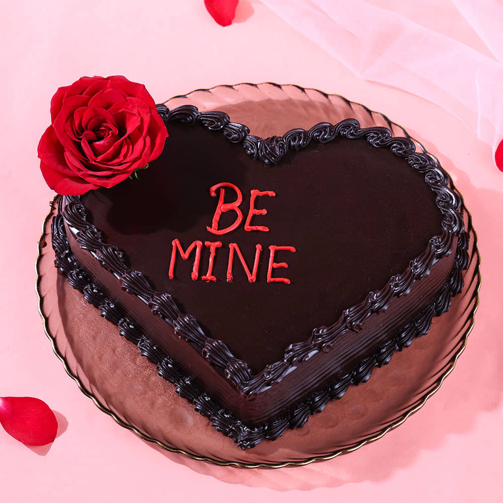 Top View of Double Heart Choco Truffle Cake