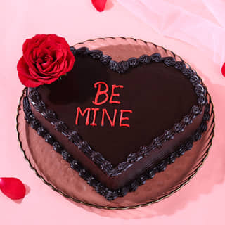 Top View of Double Heart Choco Truffle Cake