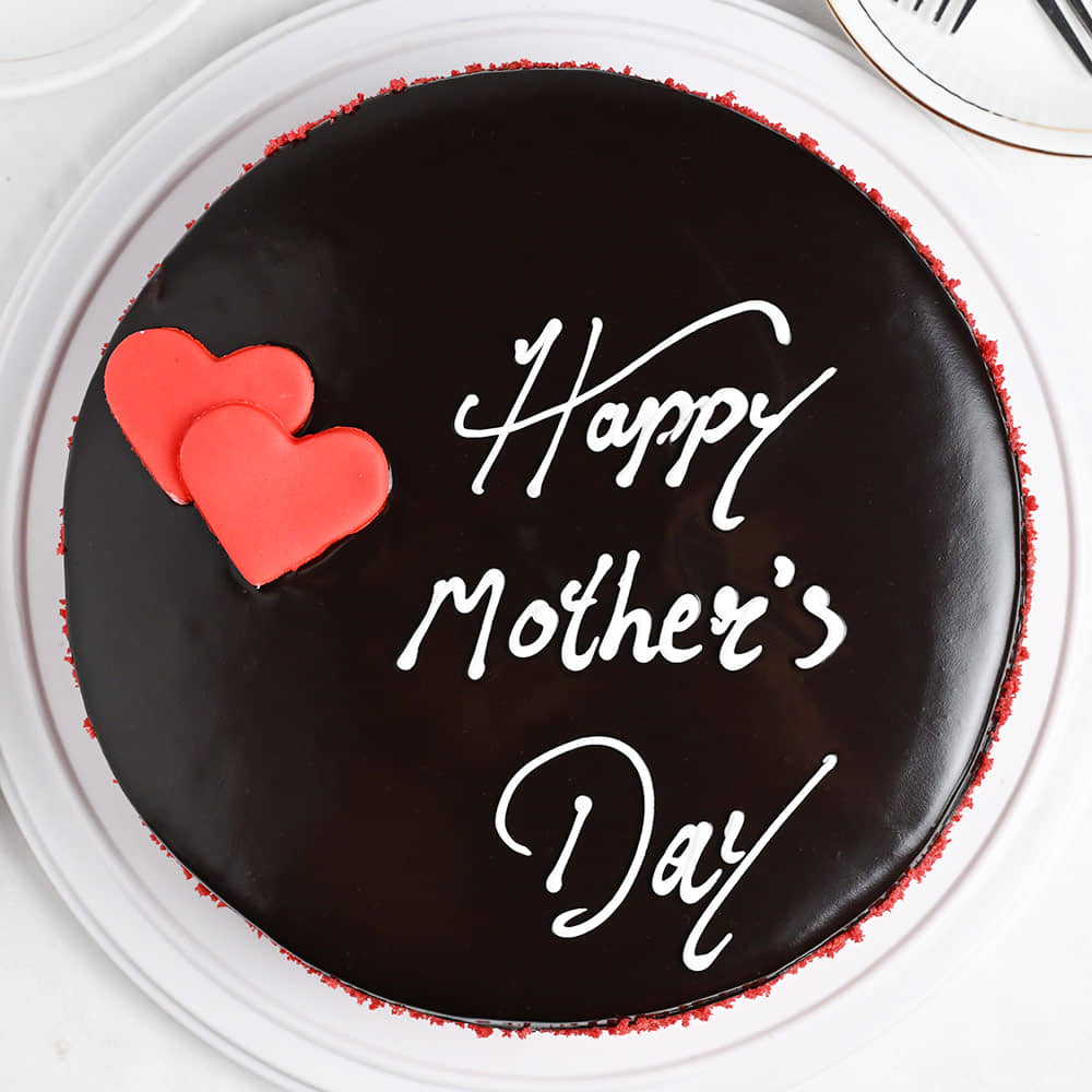 Top View-Double Hearted Chocolate Cake