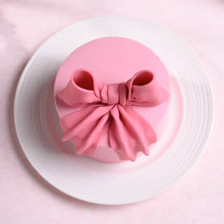top view Draped Bow Bento Cake top view Draped Bow Bento Cake