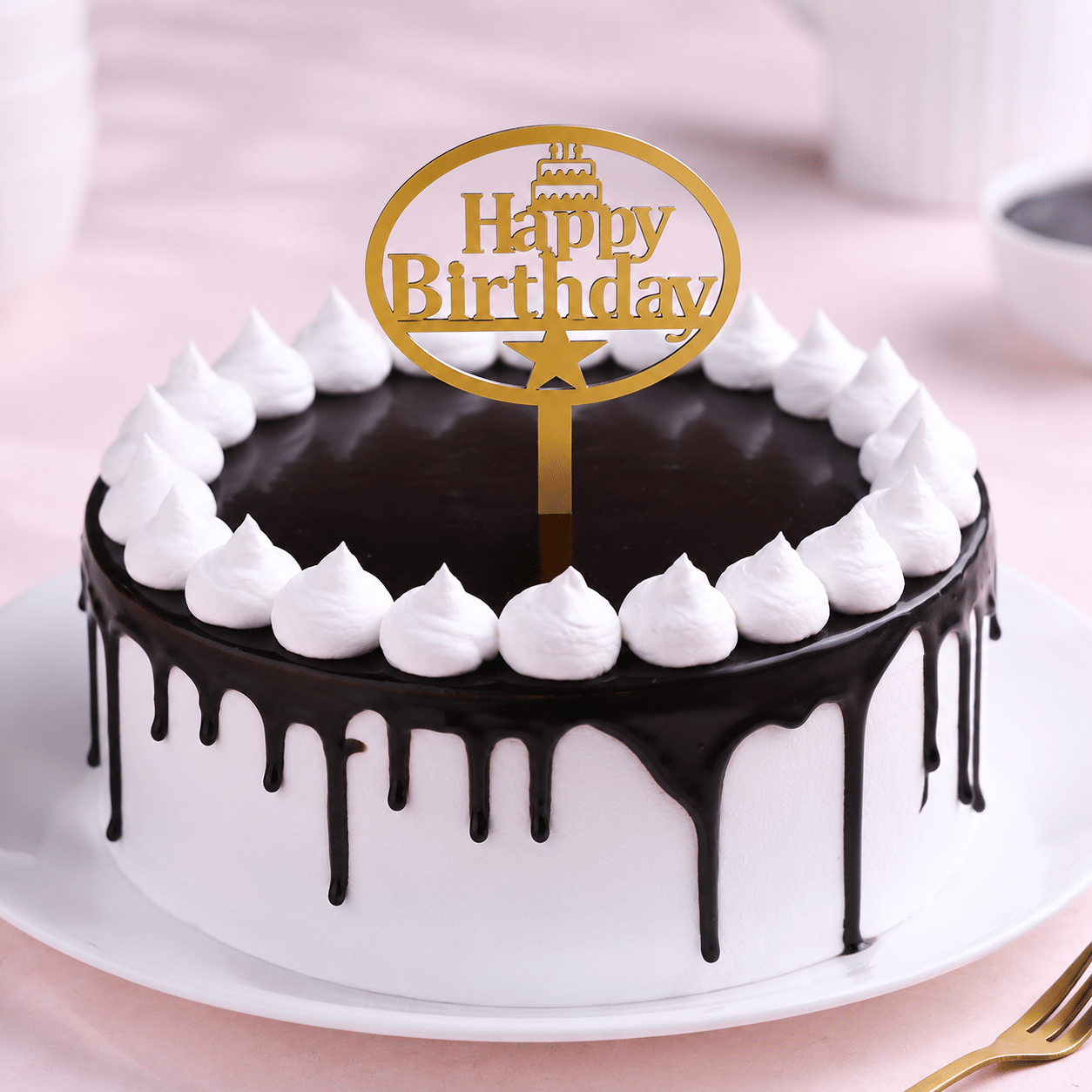 Side View of Chocolate Truffle Drip Cake