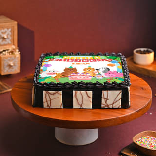 Side View of Dreamy Jungle Photo Cake