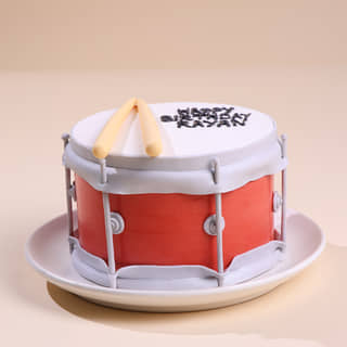 Side View of Drum N Sticks Musical Cake