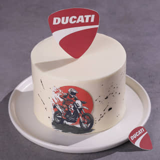 Front View of Ducati Bike Theme Cake
