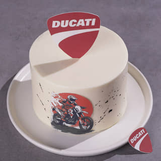 Top View of Ducati Bike Theme Cake