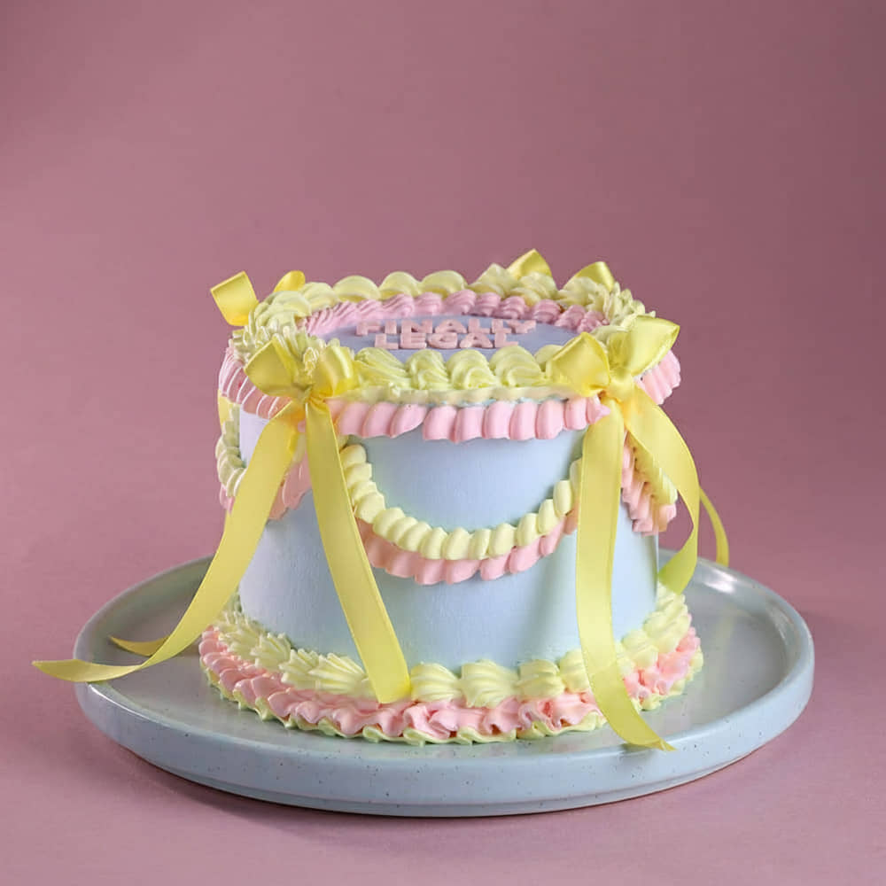 Eighteenth Birthday Ribbon Cake