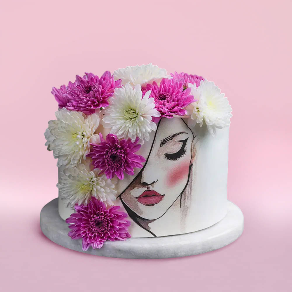 Elegant Blooms N Glow Cake