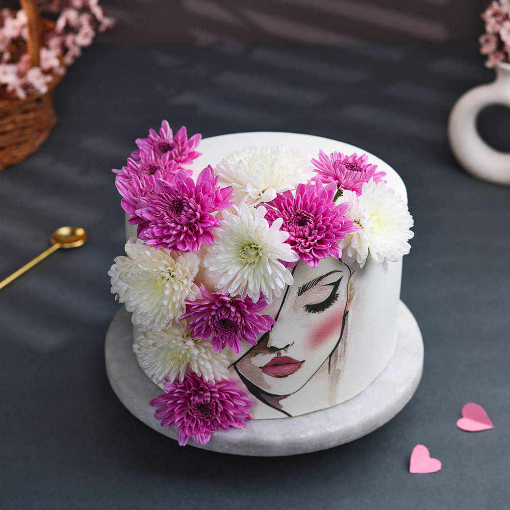Elegant Blooms N Glow Cake