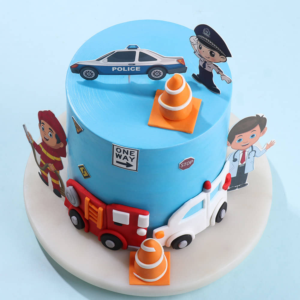 Top View of Emergency Squad Theme Cake