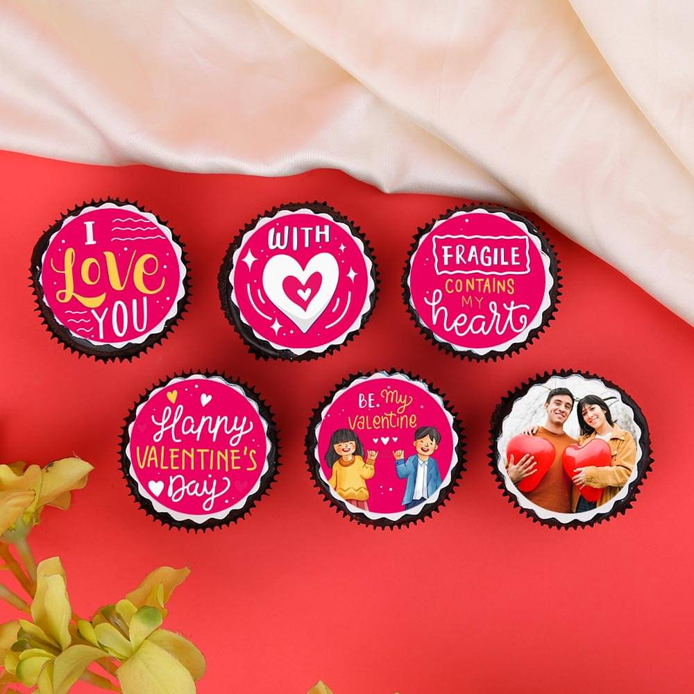 Top View of Multi Flavour Cup cakes For Valentines Day
