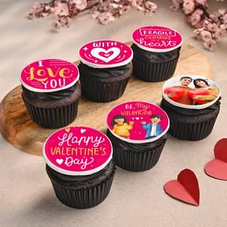 Top View of Multi Flavour Cup cakes For Valentines Day