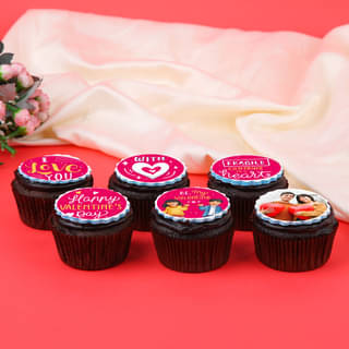 Side View of Multi Flavour Cup cakes For Valentines Day