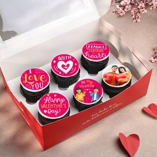 Packaging View of Multi Flavour Cup cakes For Valentines Day