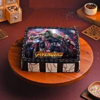 Top View of Epic Avengers Photo Cake 