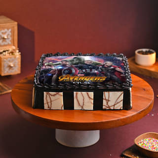 Side View of Epic Avengers Photo Cake 