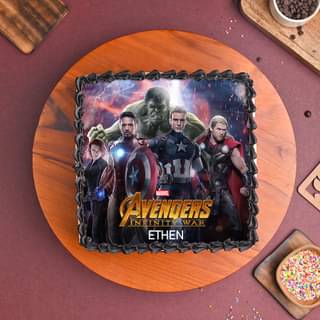 Top View of Epic Avengers Photo Cake 