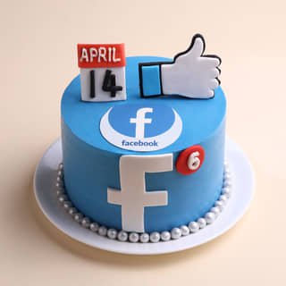 Front Angled View of Facebook Like Icon Cake