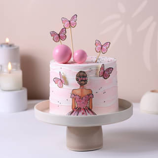Side Zoomed View of Fairytale Dreams Bride to be Cake