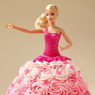 Front View of Cream Fantasy Barbie Cake