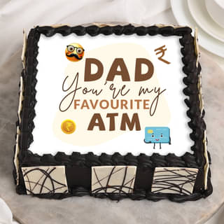 Top View of Fathers Day Photo Cake - Order Now