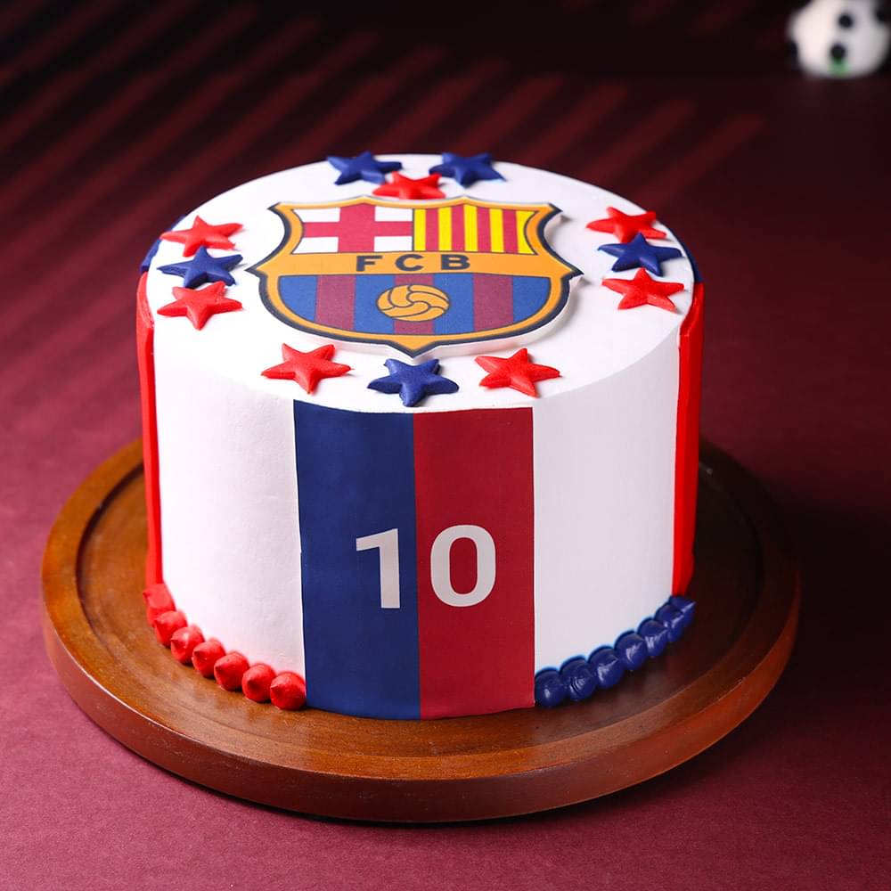 Side View of FC Barcelona Football Cake