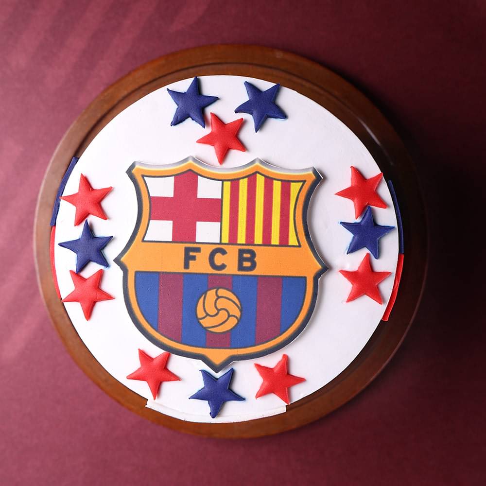 Top View of FC Barcelona Football Cake