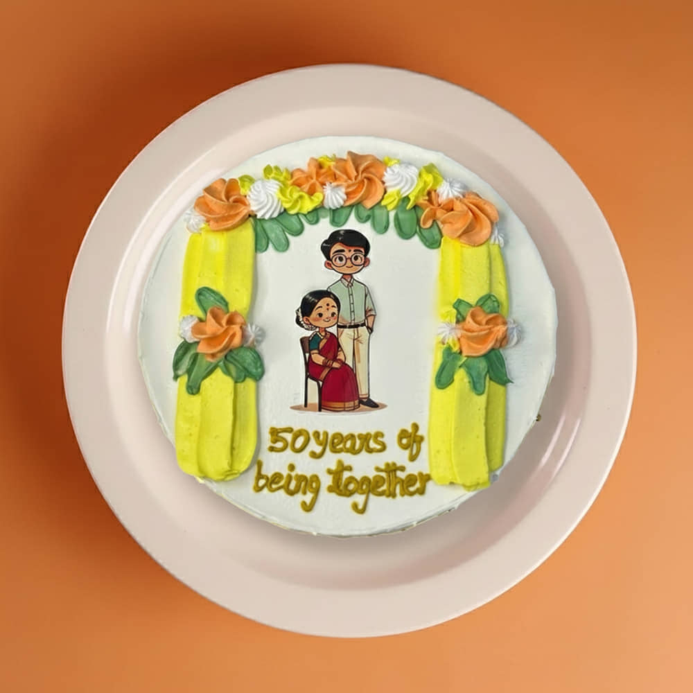Fifty Years Together Anniversary Cake