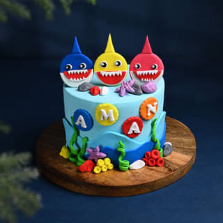 Zoomed View of Fintastic Baby Shark Cake