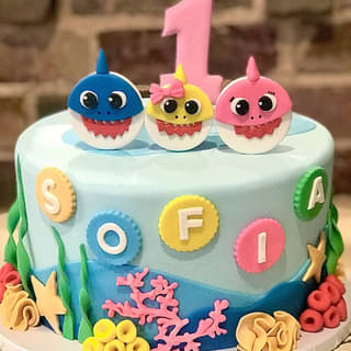 Zoomed View of Fintastic Baby Shark Cake